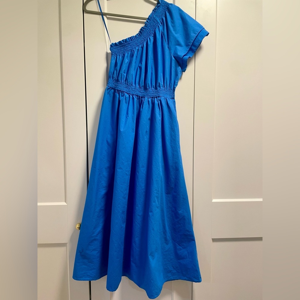 NWOT JCREW Smocked one-shoulder dress in cotton poplin